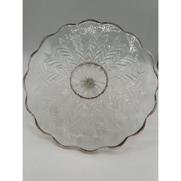 Center Handle Tray Feather by JEANNETTE Glass 12" x 6" Gold Trim Cottage Core - Picture 7 of 7